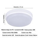 LED wall light 30W Round Exterior, 3000k, White, Applied outdoors