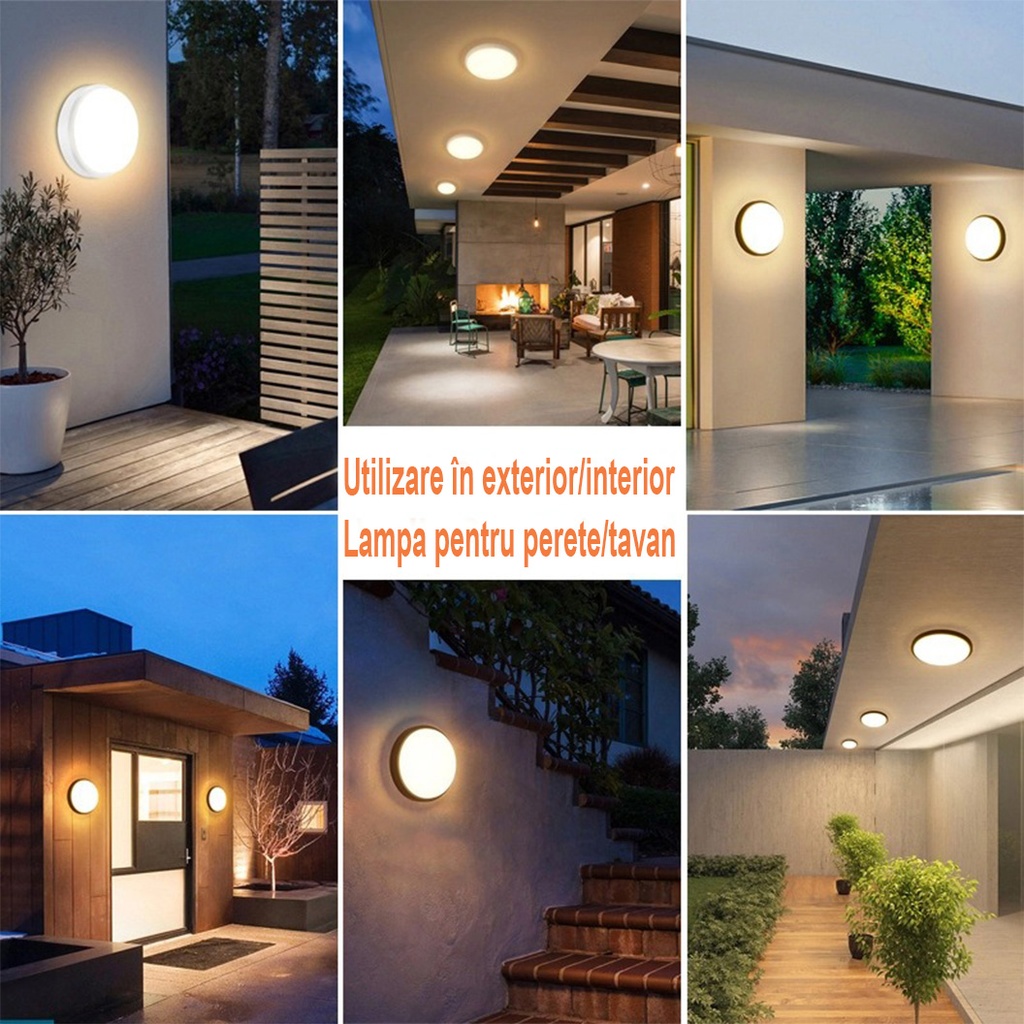 LED wall light 30W Round Exterior, 3000k, White, Applied outdoors