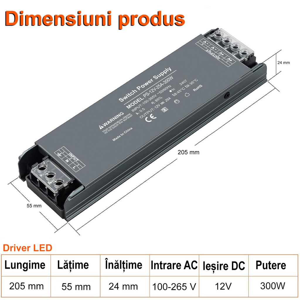 Switching Power Supply Premium 12V, 25A, 300W