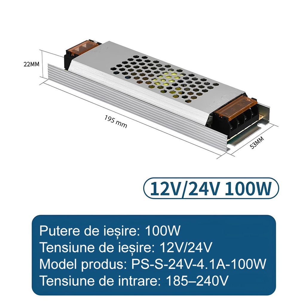 Switching Power Supply Slim, Indoor, 24V, 4.1A, 100W