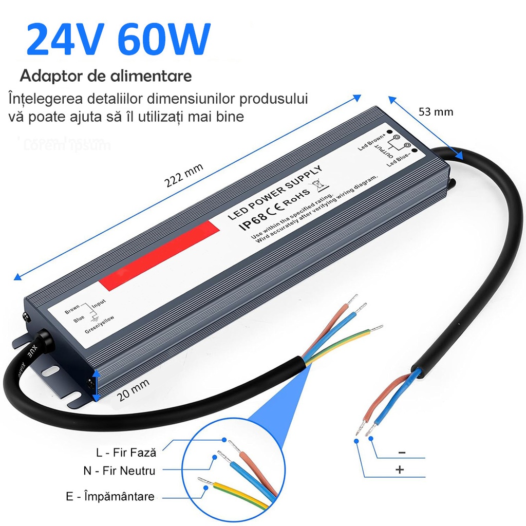 Switching Power Supply Slim, Outdoor IP68, 24V, 2.5A, 60W