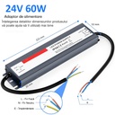 Switching Power Supply Slim, Outdoor IP68, 24V, 2.5A, 60W