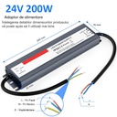 Switching Power Supply Slim, Outdoor IP68, 24V, 8.3A, 200W