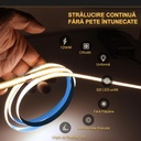 12V COB LED Strip Light – 320 LEDs/m – 3000k – IP20 – 8mm – 5m Roll