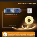 12V COB LED Strip Light – 320 LEDs/m – 3000k – IP20 – 8mm – 5m Roll