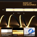 12V COB LED Strip Light – 320 LEDs/m – 3000k – IP20 – 8mm – 5m Roll
