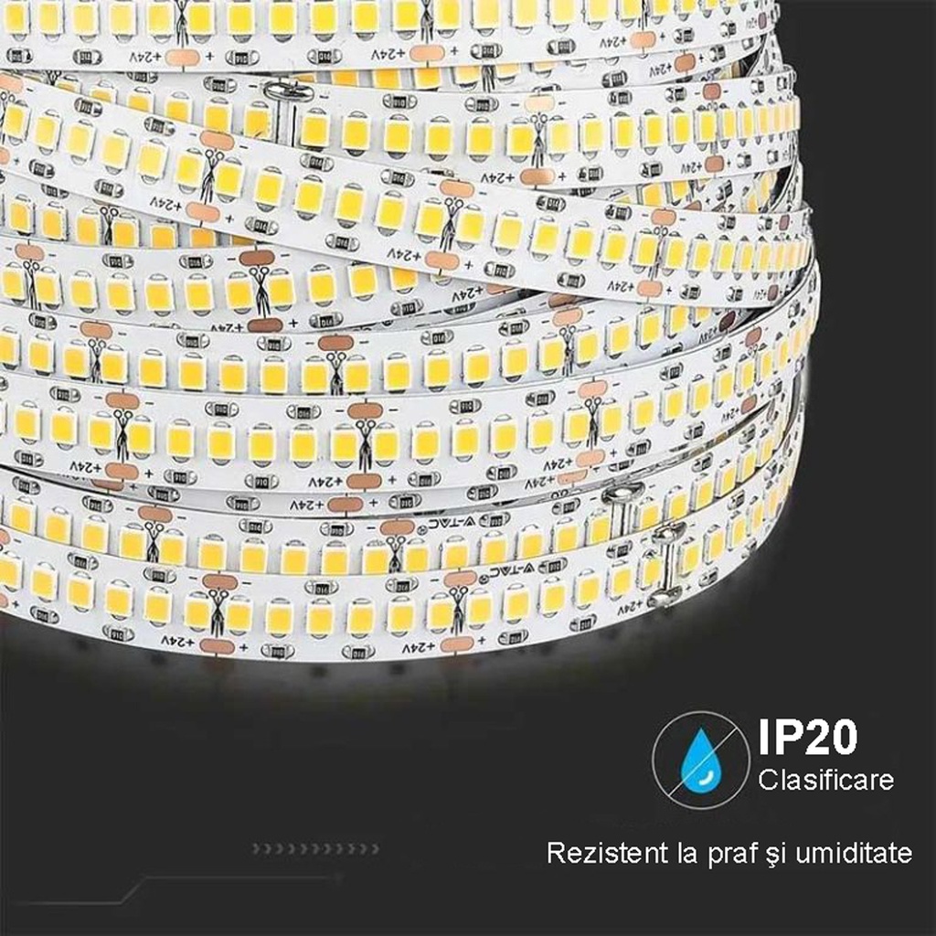 24V LED Strip – 240 LEDs/m – SMD2835 – 6500K – IP20 – 10mm – 10m Roll
