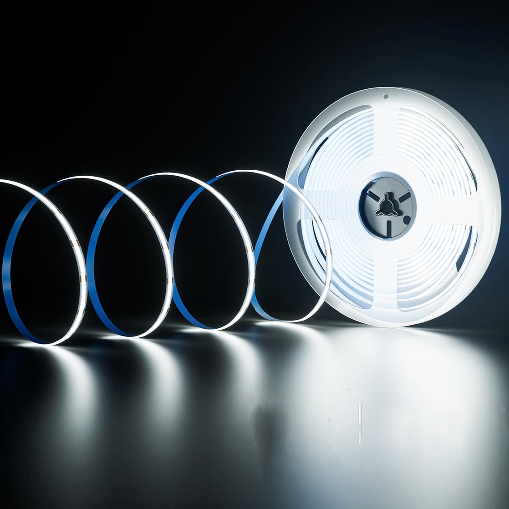 12V COB LED Strip Light – 528 LEDs/m – 6500k – IP20  – 10mm – 5m Roll