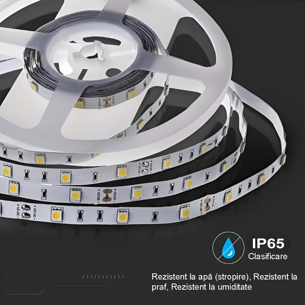 12V LED Strip Light – 60 LEDs/m – SMD5050 – 3000K – IP65 –10mm – 5m Roll