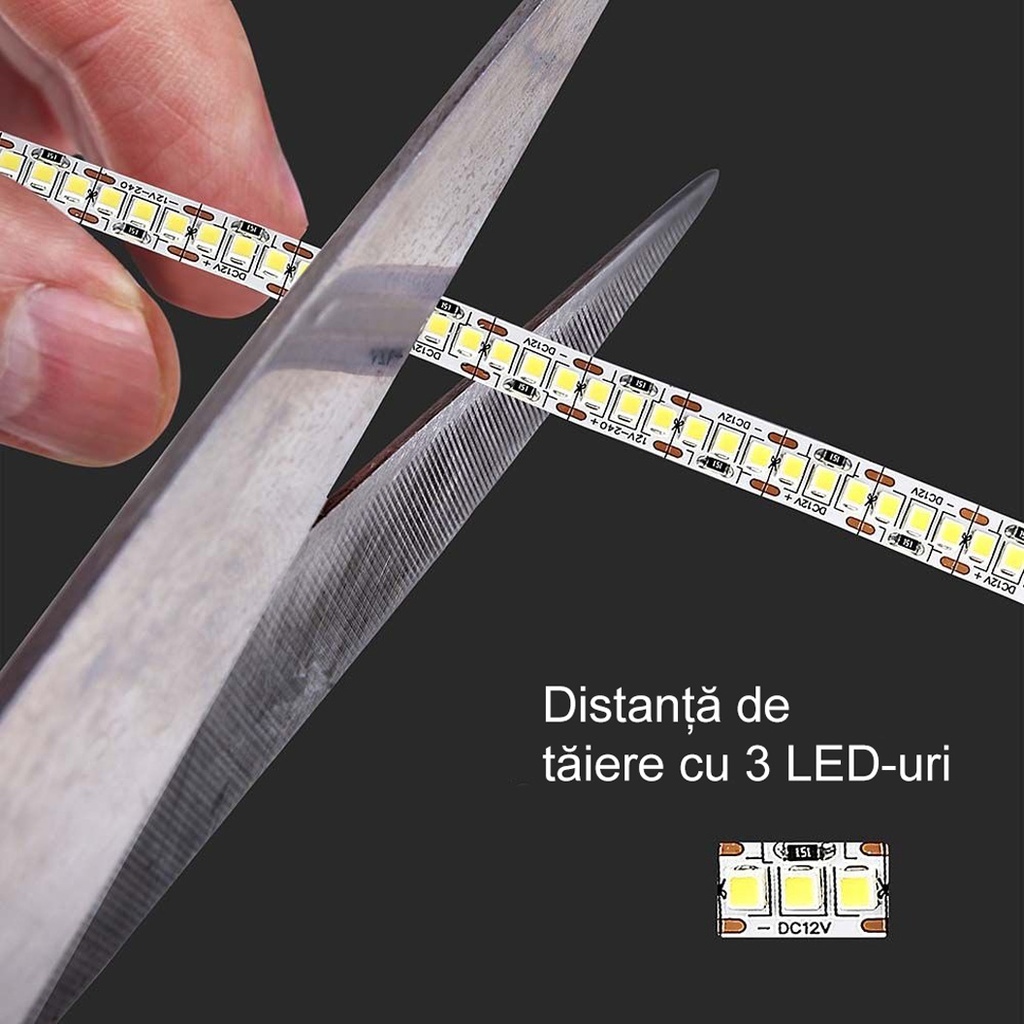 24V LED Strip – 240 LEDs/m – SMD2835 – 3000K – IP20 – 10mm – 10m Roll