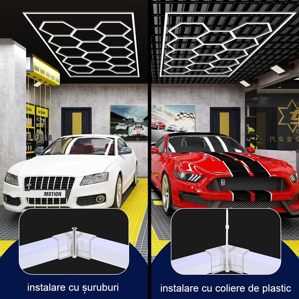 Set of 14 Honeycomb LED Hexagons 600W, 6500k, cool white light, 4.8x2.4m