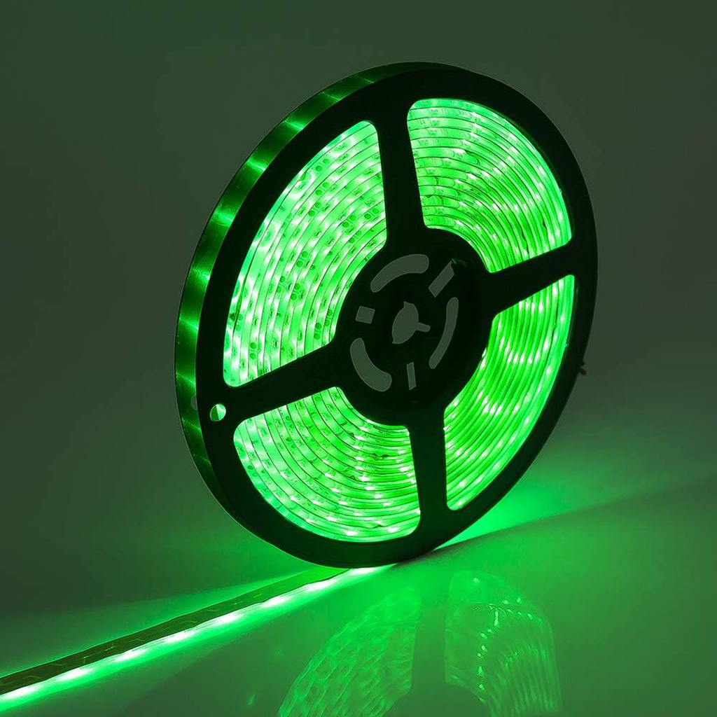 12V LED Strip Light – 120 LEDs/m – SMD2835 – Green Light – 8mm – IP20 – 5m Roll