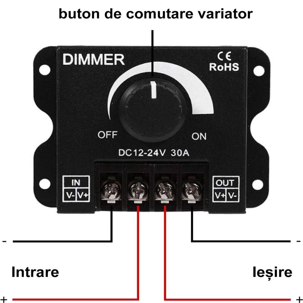 LED Strip Dimmer Manual – 12-24V, 30A Brightness Controller