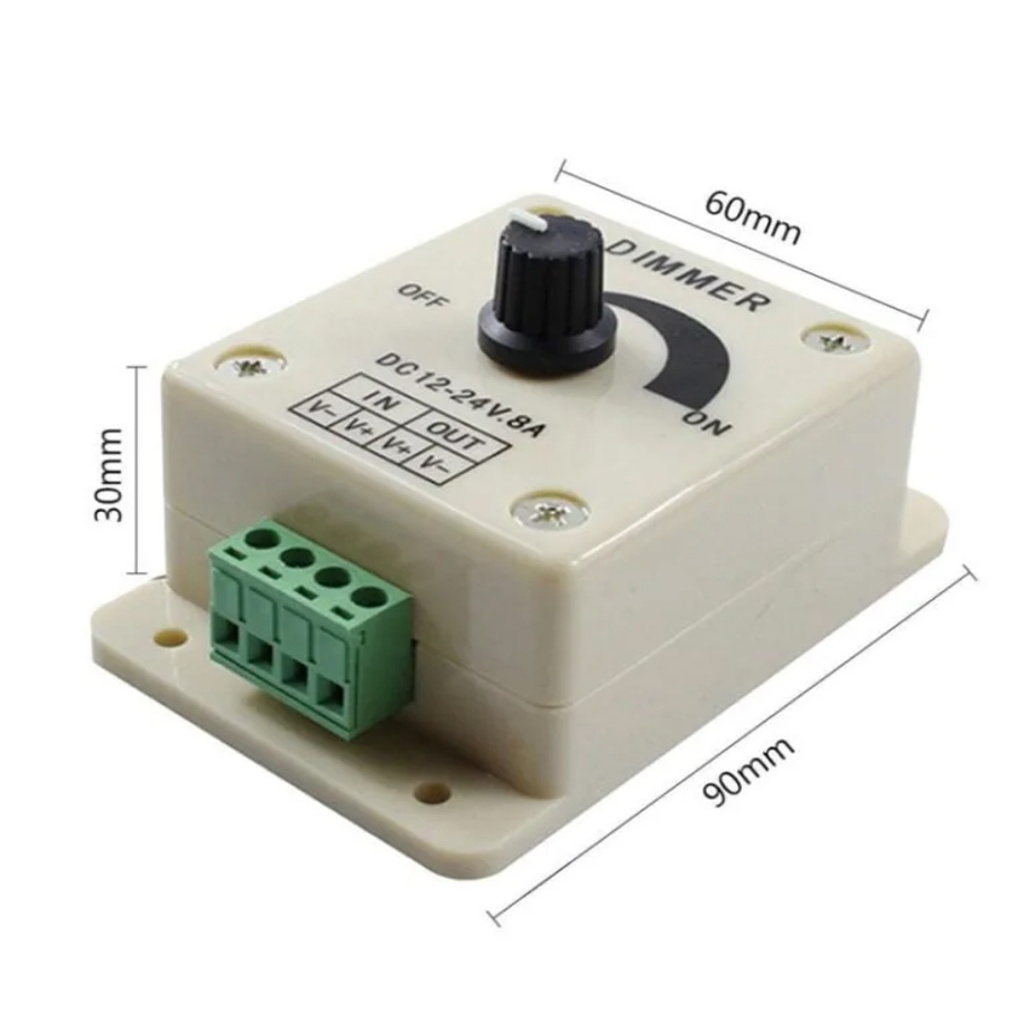 Manual LED Dimmer – 12V-24V, 8A – Single Color Strip Controller
