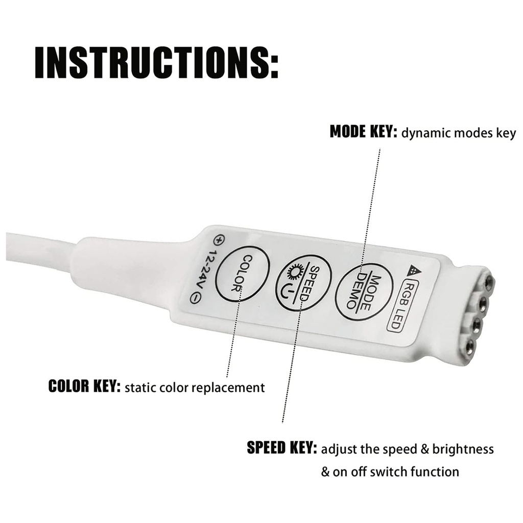 Mini RGB LED Controller – 5V-24V – DC Plug for Strip Lights