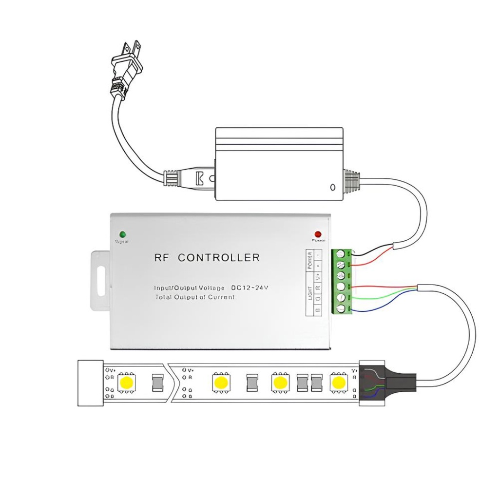 Metal RGB LED Controller with 44-Key Remote – 12-24V