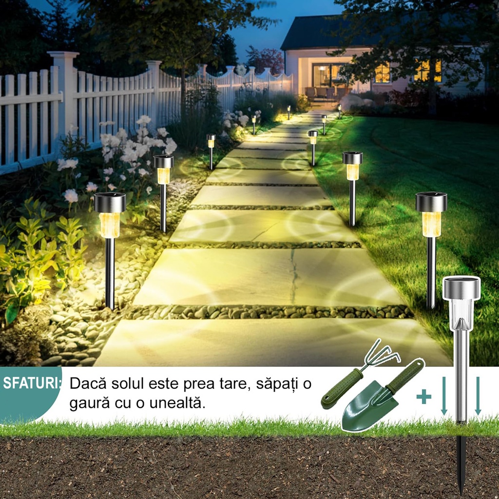 Decorative Solar LED garden lamp, Silver color, multicolor light