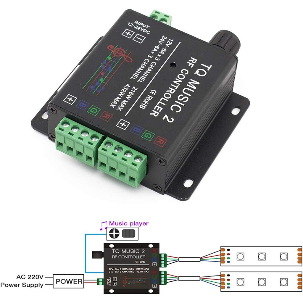 TQ Music 2 RGB LED Controller – RF Remote & WiFi Control
