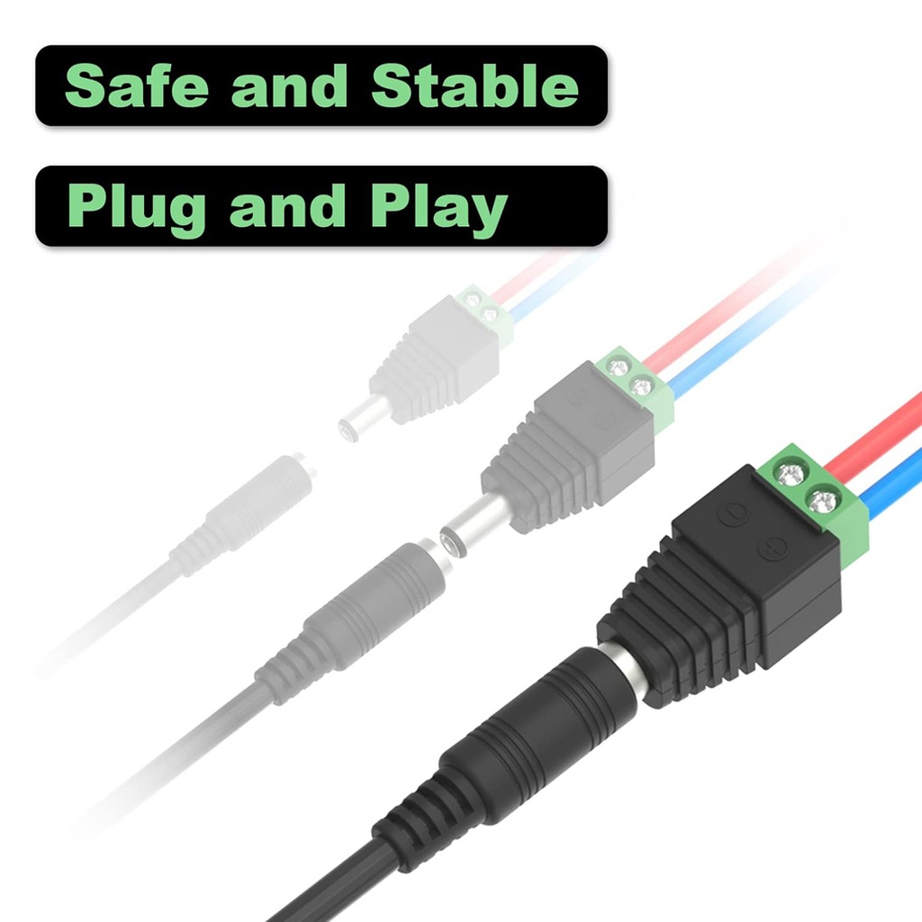 DC 2.1x5.5mm Female Power Connector with LED Strip Adapter