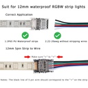 5-Pin RGBW LED Strip Light Connector, 12mm – for 5050 RGBW LED Tape Lights