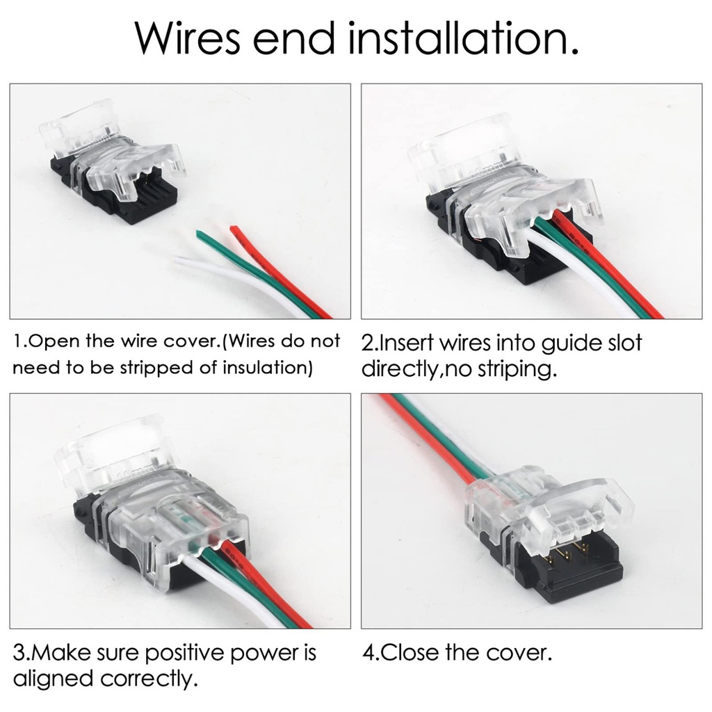 10mm 3-Pin LED Strip Connector with 3 Wires – for RGBW/3-Color LED Strips