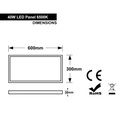 LED Ceiling Light 30x60cm, 40W, 6500k, White, applied 