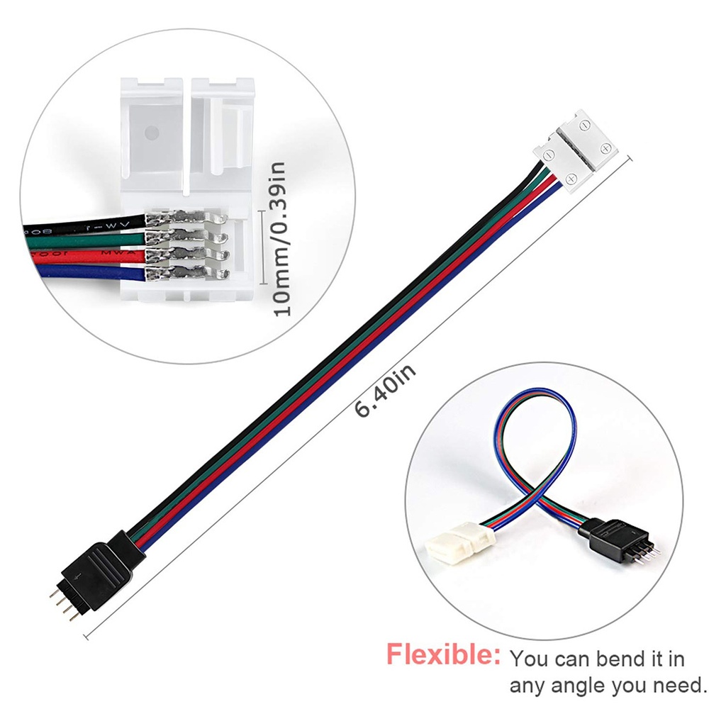 4-Wire RGB LED Strip Power Connector – for 5050 4-Pin RGB Light Strips