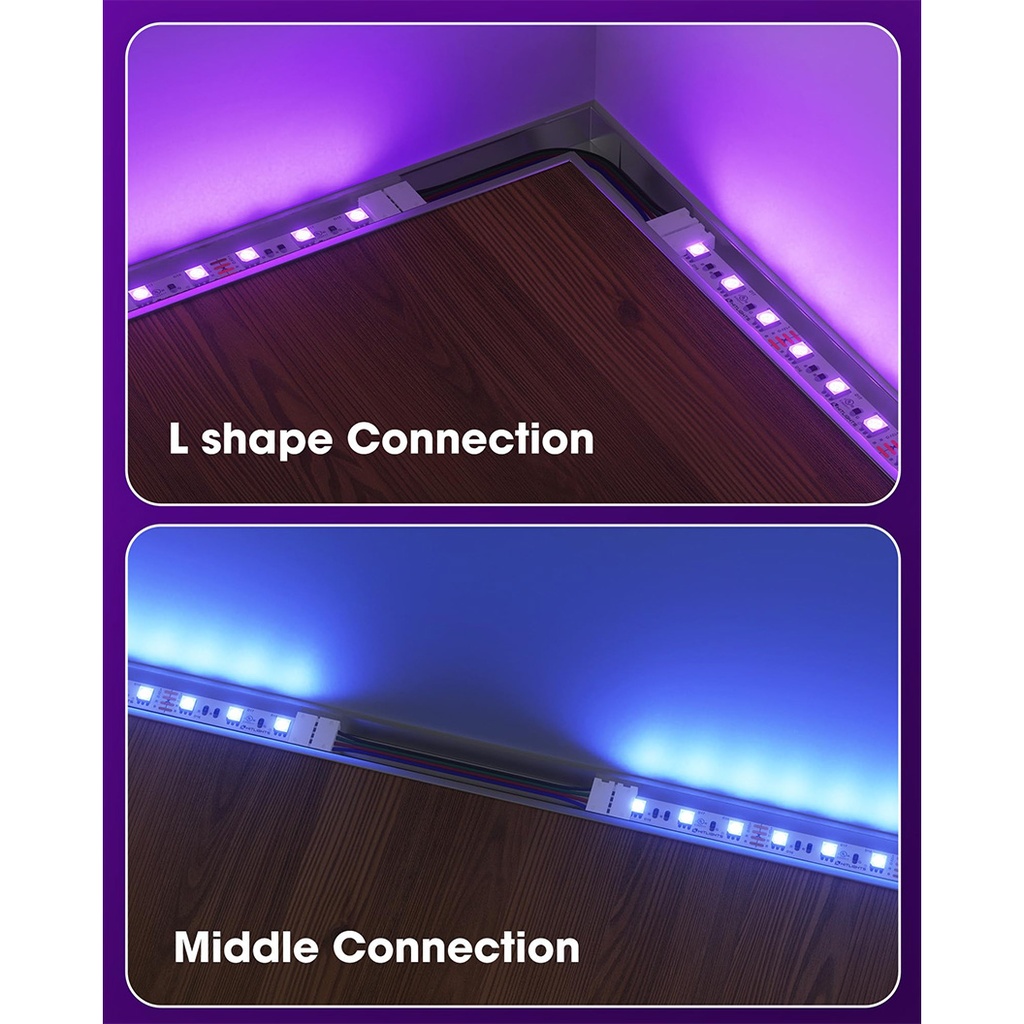 RGB 5050 LED Strip Connector with 4 Wires – 10mm 4-Pin Solderless Adapter