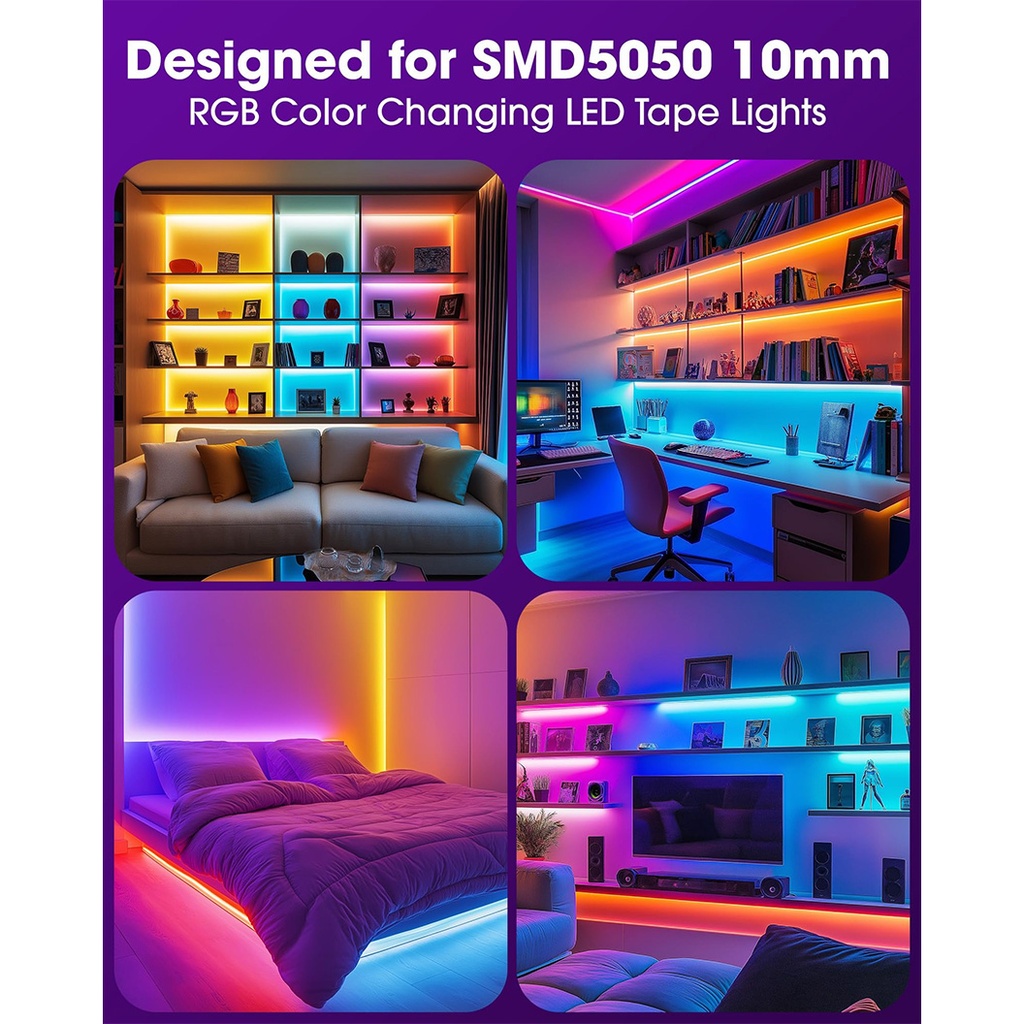 RGB 5050 LED Strip Connector with 4 Wires – 10mm 4-Pin Solderless Adapter