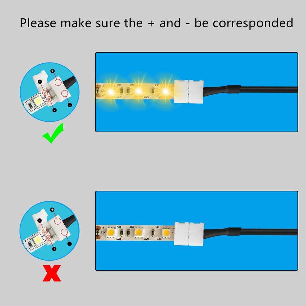 DC LED Strip Power Connector – 2.1mm x 5.5mm Plug for 12V/24V LED Strips