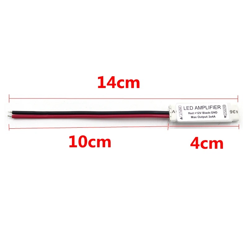 12V RGB LED Mini Amplifier with Connecting Wires for LED Strip Lights