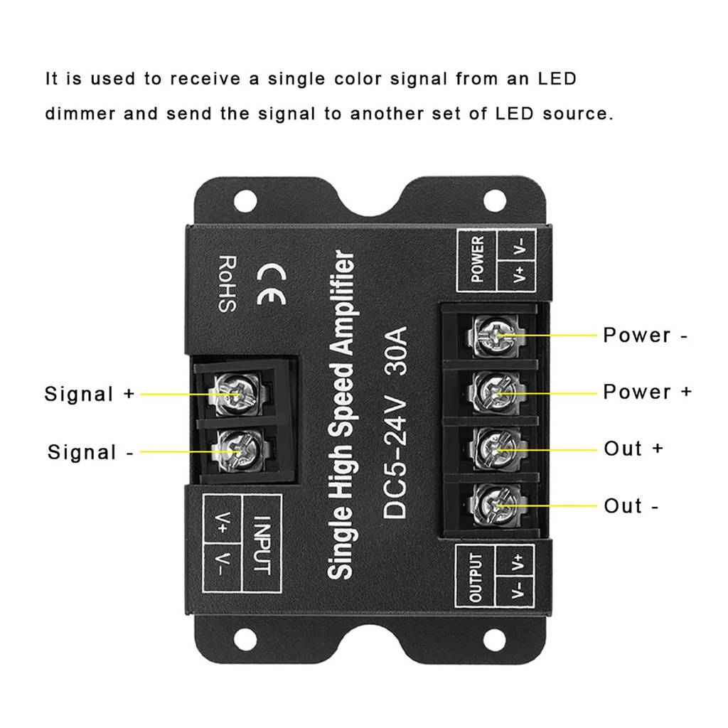 Monochrome LED Strip Amplifier 5V-24V