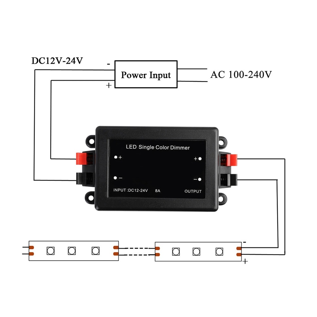 LED Strip Dimmer with Remote – 8A, 96W