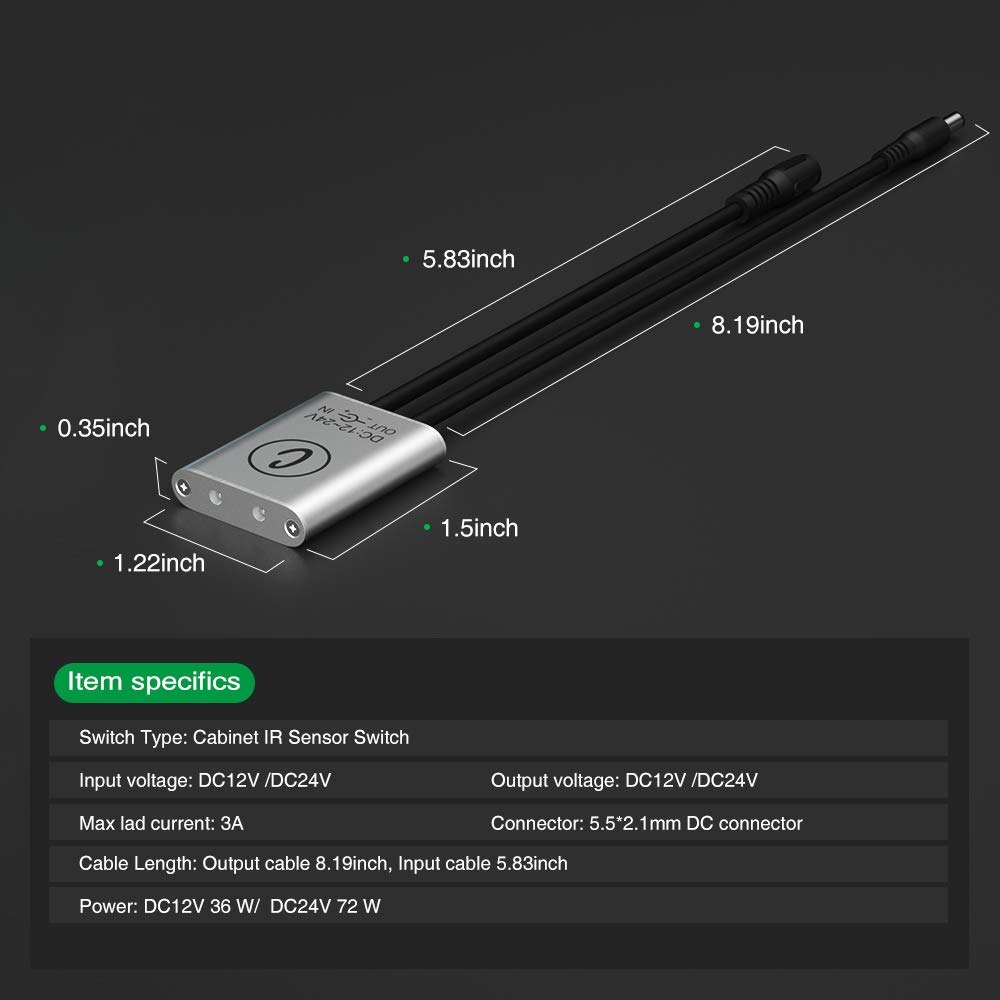 IR Sensor Switch for LED Strips, 12V/24V 3A