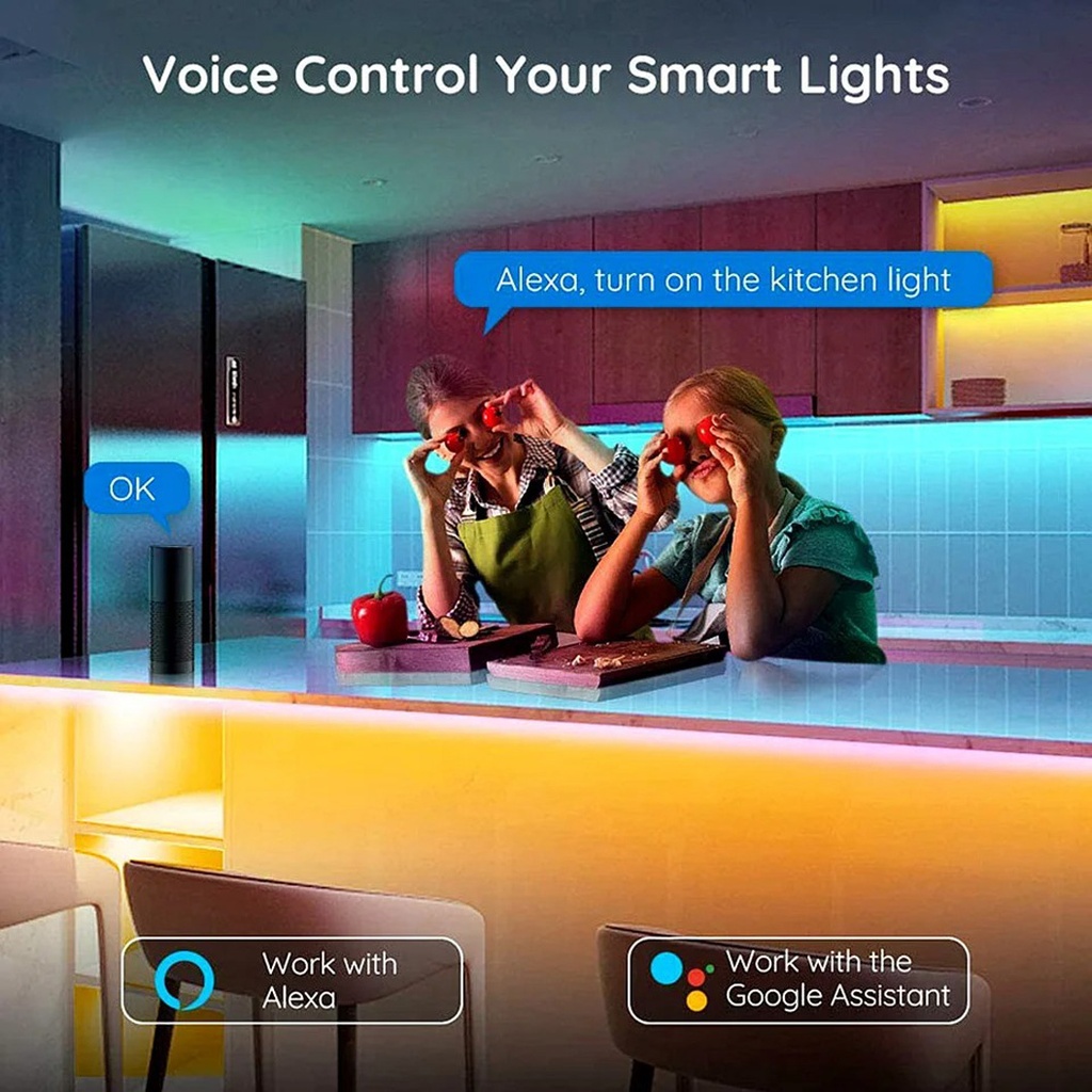Smart RGB LED Strip Kit 5 meters, App Control, Remote control, Bluetooth, Multicolor Light, Music Sync, Voice control