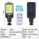 Solar street lamp 108 COB LEDs with integrated solar panel and remote control
