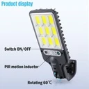Solar street lamp 108 COB LEDs with integrated solar panel and remote control