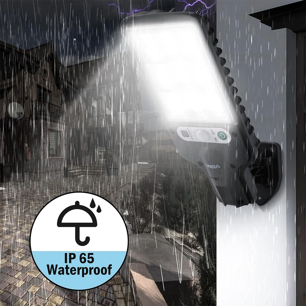 Solar street lamp 108 COB LEDs with integrated solar panel and remote control