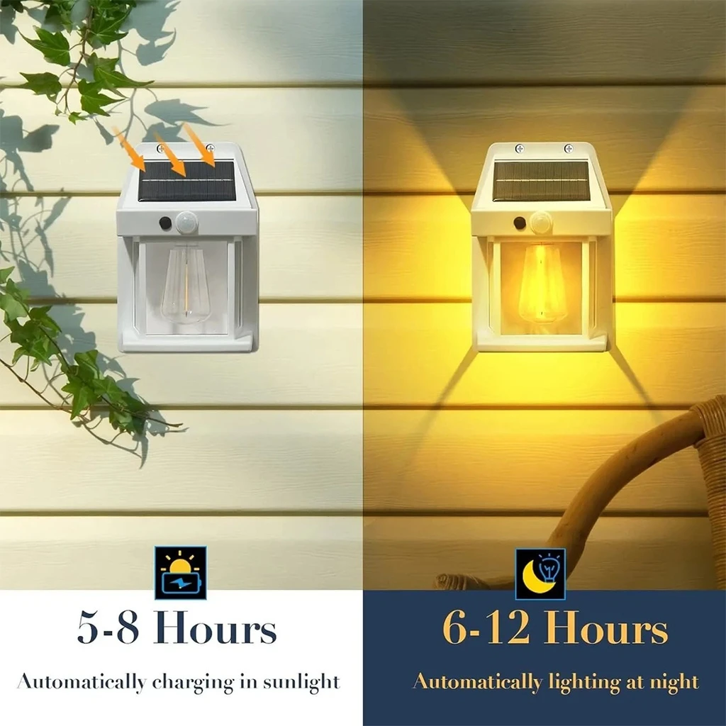 Decorative solar LED lamp with bulb 17x12x5.8, lantern type, for garden, White