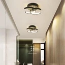 LED Chandelier 16W - 2 Open Circles, 3 Color Settings (Cool White, Neutral, Warm), Modern Design, 24x17x11.5 cm, Black