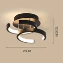 LED Chandelier 16W - 2 Open Circles, 3 Color Settings (Cool White, Neutral, Warm), Modern Design, 24x17x11.5 cm, Black
