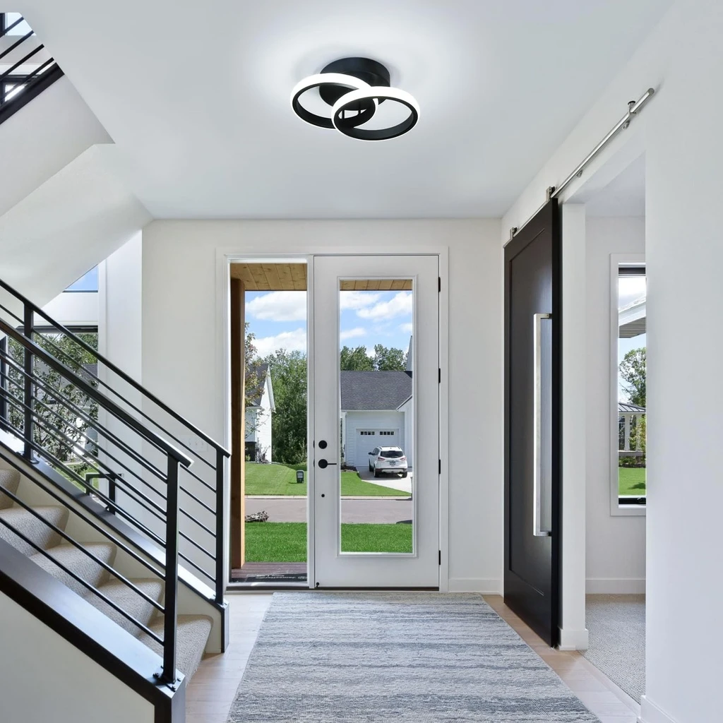 LED Chandelier 20W - 2 Circles, 3 color steps (Cool White, Neutral, Warm), Modern Design, 24x17x10 cm, White