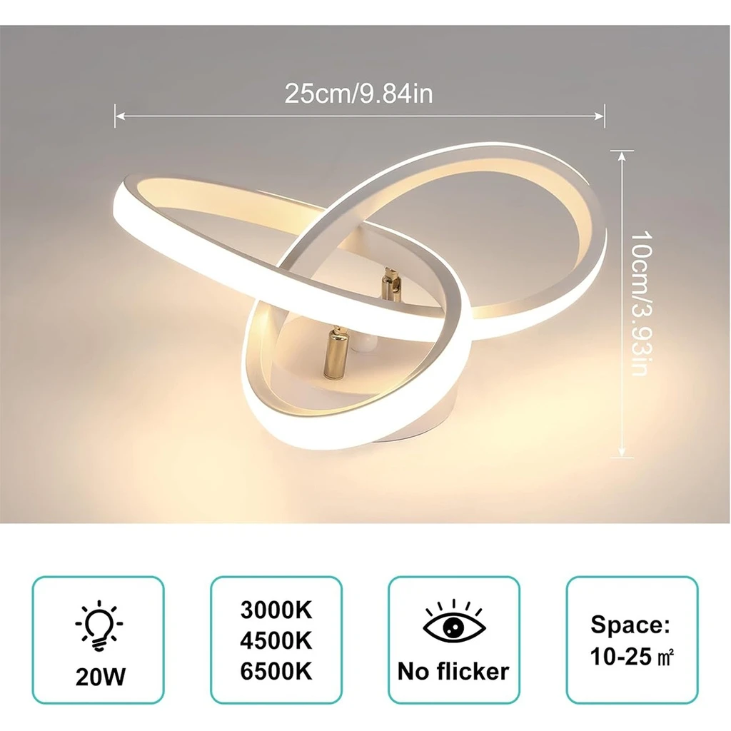 LED Chandelier 18W, 3 Color Temperature Settings (Cool White, Neutral, Warm), Modern Design, White