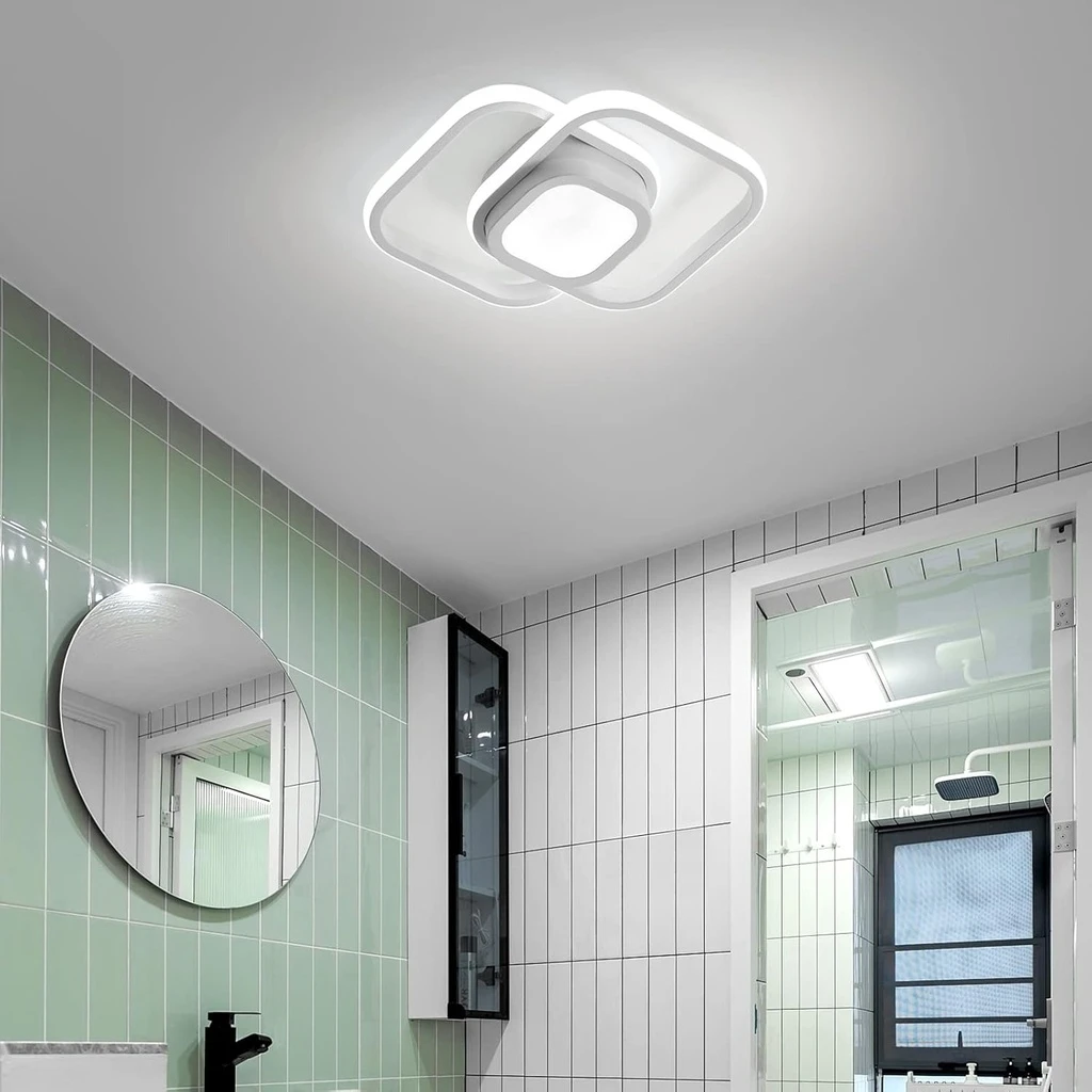 LED Chandelier 24W - 3 Squares, 3 color steps (Cool White, Neutral, Warm), Modern Design, 25x17x6 cm, White