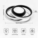 24W LED Chandelier - 3 Circles, 3 Color Settings (Cool White, Neutral, Warm), Modern Design, Black