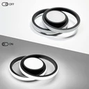 24W LED Chandelier - 3 Circles, 3 Color Settings (Cool White, Neutral, Warm), Modern Design, Black