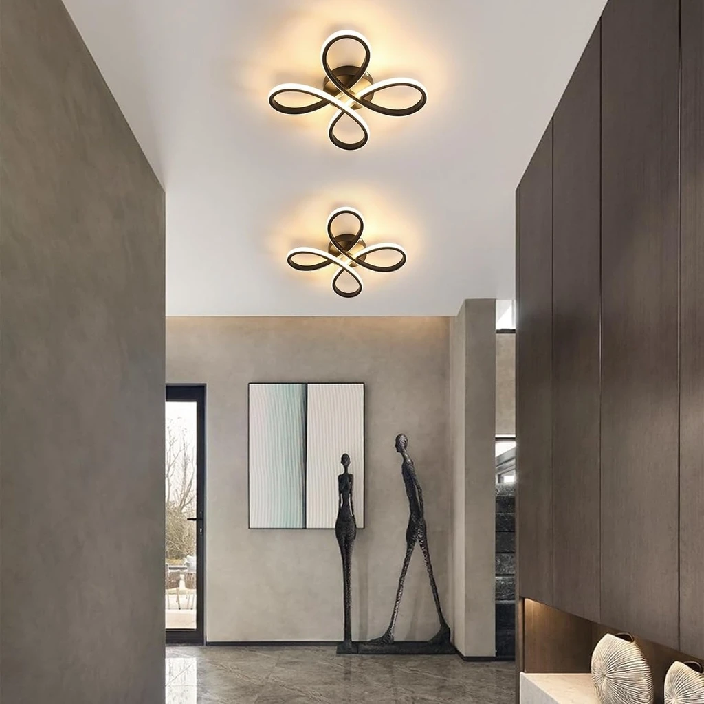18W LED Chandelier - Flower Type, Modern Design, 3 Color Settings (Cool White, Neutral, Warm), Black