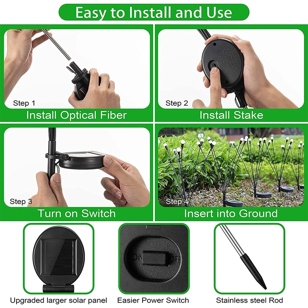 Solar-powered garden decoration, 6 bulbs, Warm White