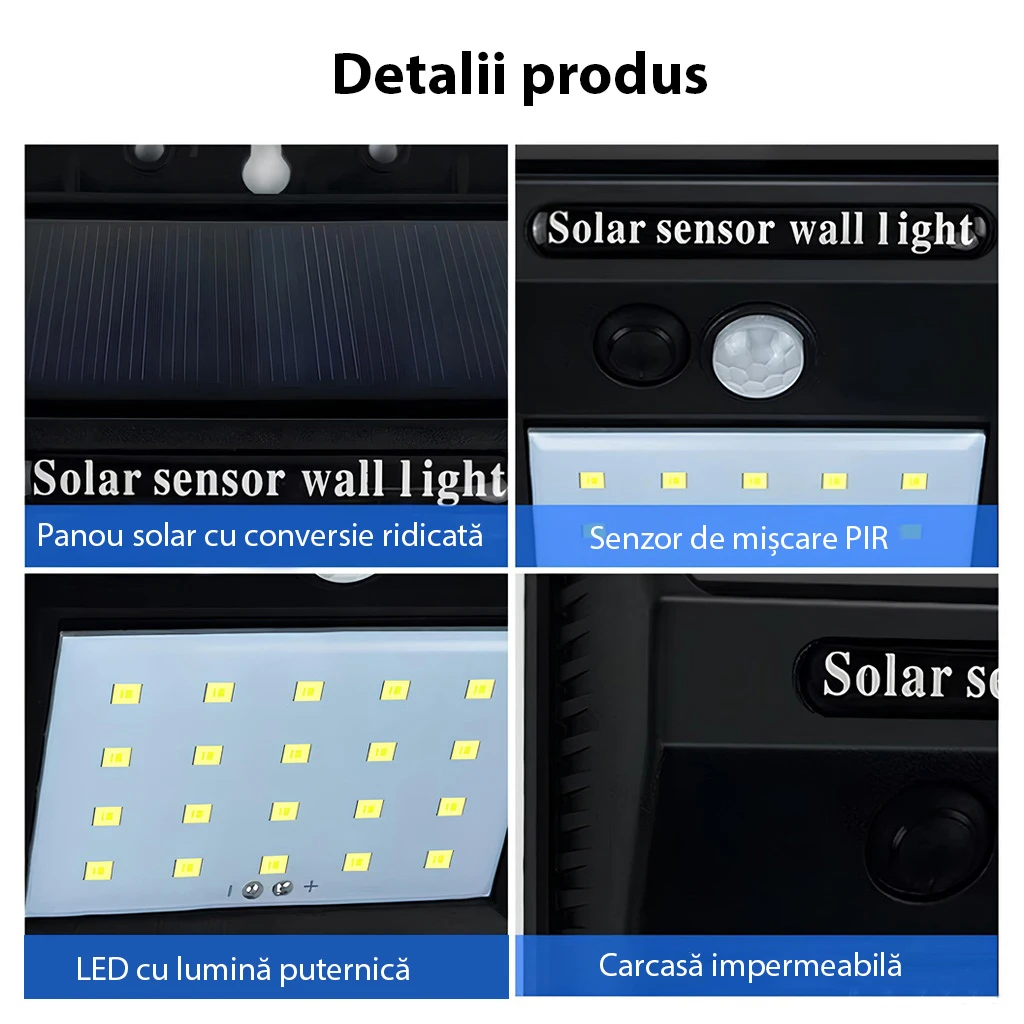 Solar lamp with motion sensor, 20 LEDs, white light 6500k