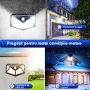  Solar-powered outdoor lamp, 100 LEDs and sensor, wall mounting, cable-free, 4 sided, white light 6500k